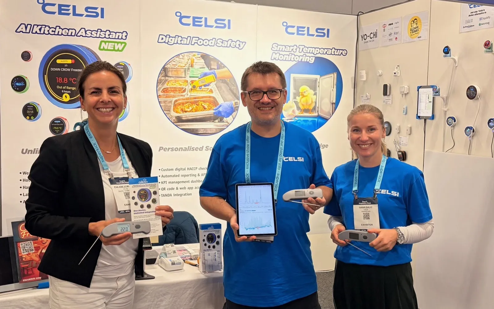 The °Celsi team — Eva, Albert and Ivana — on the stand at Food & Hospitality Week Sydney